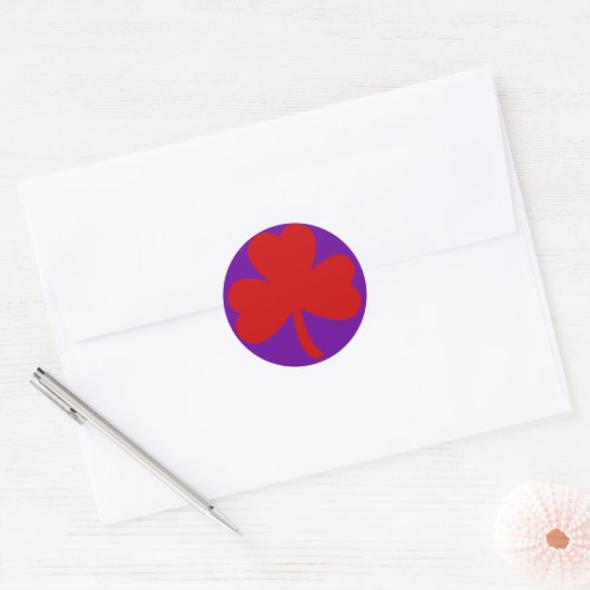 Red Pet Clover Ronde Sticker (Envelop)