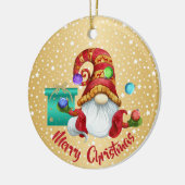 Red Pet Juggable Gnome Gold Star-achtergrond Keramisch Ornament (Links)