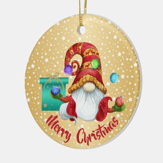 Red Pet Juggable Gnome Gold Star-achtergrond Keramisch Ornament (Links)