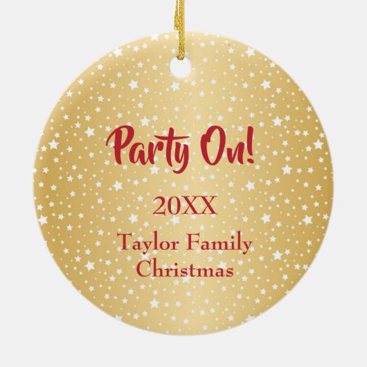 Red Pet Juggable Gnome Gold Star-achtergrond Keramisch Ornament (Achterkant)