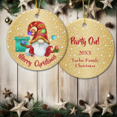 Red Pet Juggable Gnome Gold Star-achtergrond Keramisch Ornament