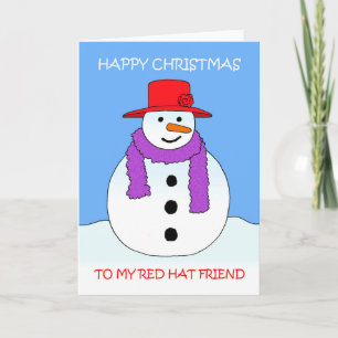 Red Pet kerstmis Snowman Cartoon Kaart