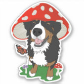 Red Pet Mushroom Bernese Mountain Dog Sticker (Voorkant)