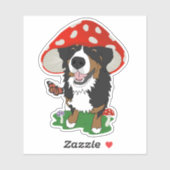 Red Pet Mushroom Bernese Mountain Dog Sticker (Vel)