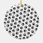 Red Pet Paw Drukt Aangepaste kattennaam Foto Keramisch Ornament (Achterkant)