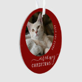 Red Pet Persoonlijke foto Meowy Kerstmis Ornament (voorkant)