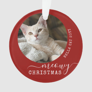 Red Pet Persoonlijke foto Meowy Kerstmis Ornament