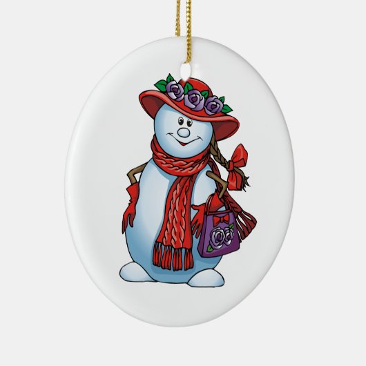 Red Pet Snowlady Keramisch Ornament (Rechts)