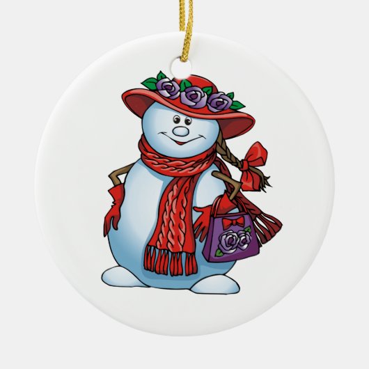 Red Pet Snowlady Keramisch Ornament (Voorkant)