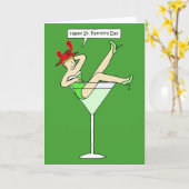 Red Pet St. Patrick's Day, Cartoon Lady. Kaart (Gele Bloem)