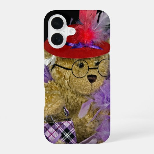 Red Pet Teddy Bear iPhone 16 Hoesje (Achterkant)