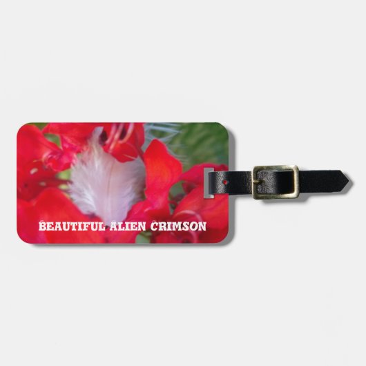 Red Petal Feather Art Print Bagagelabel (Voorkant horizontaal)