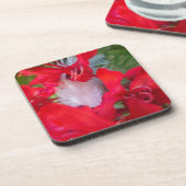 Red Petal Feather Art Print Bier Onderzetter (Linkerzijde)