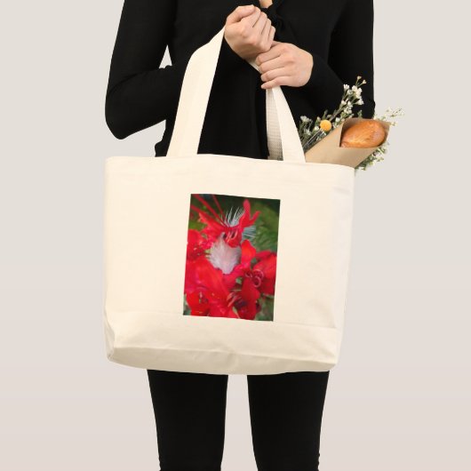 Red Petal Feather Art Print Grote Tote Bag (Voorkant (product))