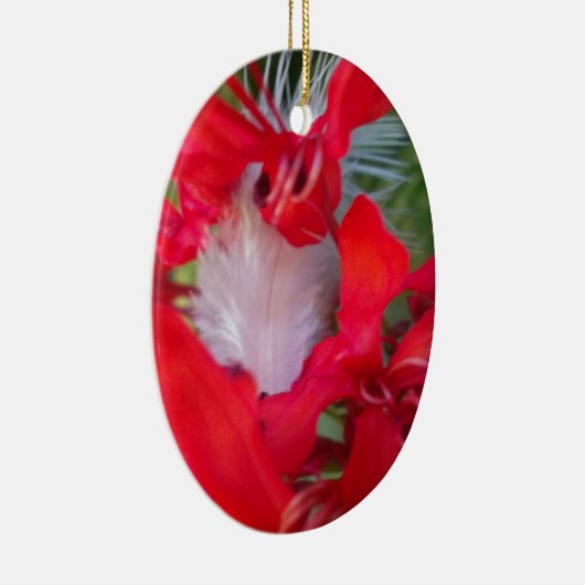 Red Petal Feather Art Print Keramisch Ornament (Rechts)