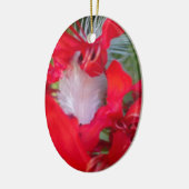 Red Petal Feather Art Print Keramisch Ornament (Links)