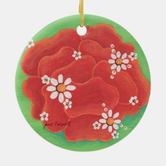 Red Petals Circle Ornament (Achterkant)