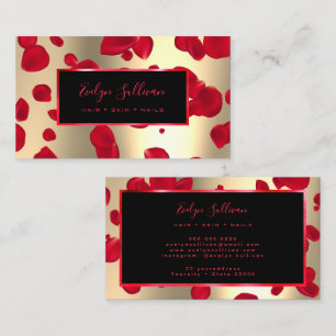 Red Petals Faux Gold Foil Visitekaartje