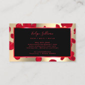 Red Petals Faux Gold Foil Visitekaartje (Achterkant)