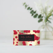 Red Petals Faux Gold Foil Visitekaartje (Staand voorkant)