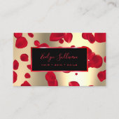 Red Petals Faux Gold Foil Visitekaartje (Voorkant)