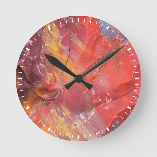 Red Petrified wood detail, Arizona Ronde Klok (Voorkant)