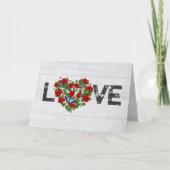Red Petunia en Ivy Wedding Heart Kaart (Voorkant)
