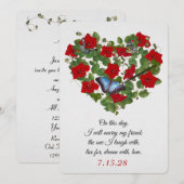 Red Petunia en Ivy Wedding Invite Kaart (Voorkant / Achterkant)