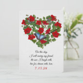 Red Petunia en Ivy Wedding Invite Kaart (Staand voorkant)
