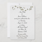 Red Petunia en Ivy Wedding Invite Kaart (Achterkant)