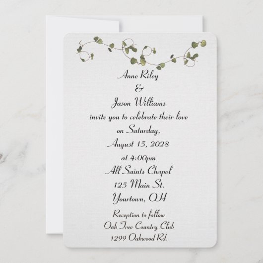 Red Petunia en Ivy Wedding Invite Kaart (Achterkant)