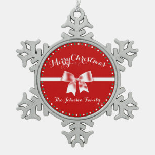 Red Pewter persoonlijke kerstversieringen Tin Sneeuwvlok Ornament