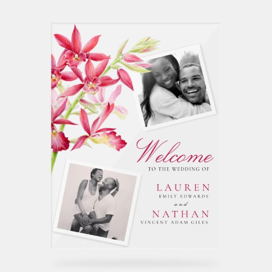 Red Phaiocalanthe de orchidee waterverf bruiloft Acryl Bord (Voorkant)