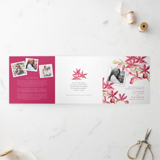 Red Phaiocalanthe de orchidee waterverf bruiloft Drieluik Programma (Buitenkant)