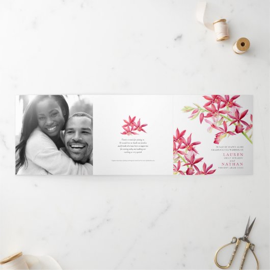 Red Phaiocalanthe de orchidee waterverf bruiloft Drieluik Programma (Buitenkant)