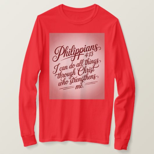 Red Philippians Bible Quote T-Shirt (Design voorkant)