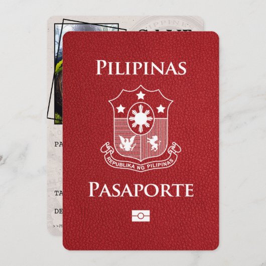 Red Philippines Passport Bewaar de datum Save The Date (Voorkant / Achterkant)