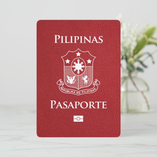Red Philippines Passport Bewaar de datum Save The Date (Staand voorkant)