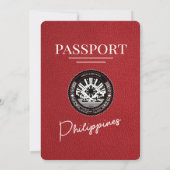 Red Philippines Passport Wedding Invitation Kaart (Achterkant)
