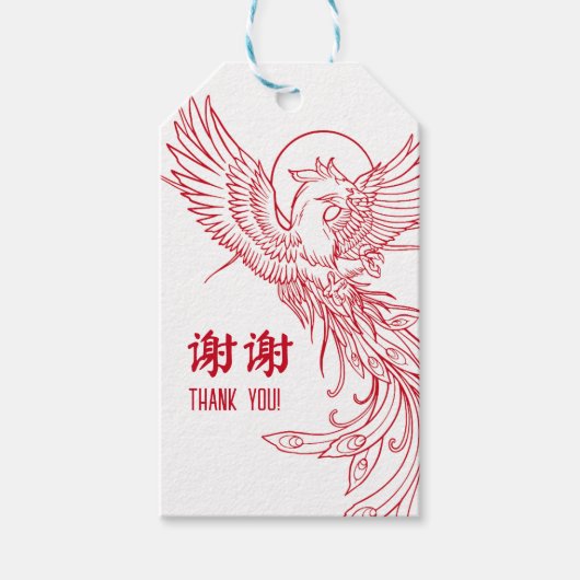 Red Phoenix | Dubbel geluk dank u Cadeaulabel (Voorkant)