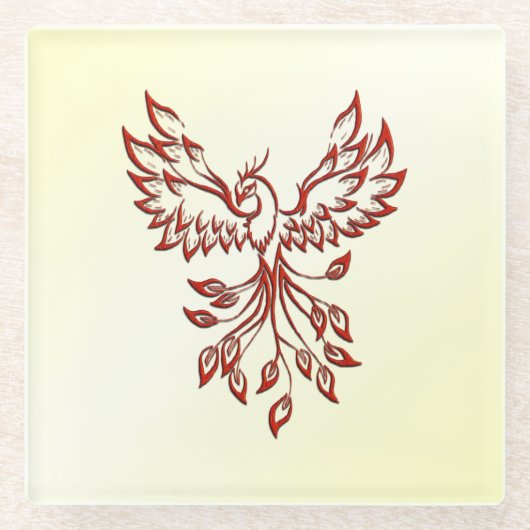 Red Phoenix Rises Glazen Onderzetter (Voorkant)