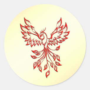 Red Phoenix Rises Ronde Sticker