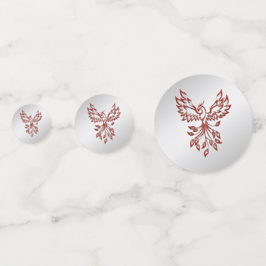 Red Phoenix Rises Silver Confetti (Achterkanten)