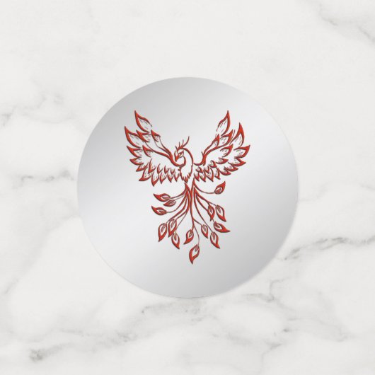 Red Phoenix Rises Silver Confetti (Kleine voorkant)
