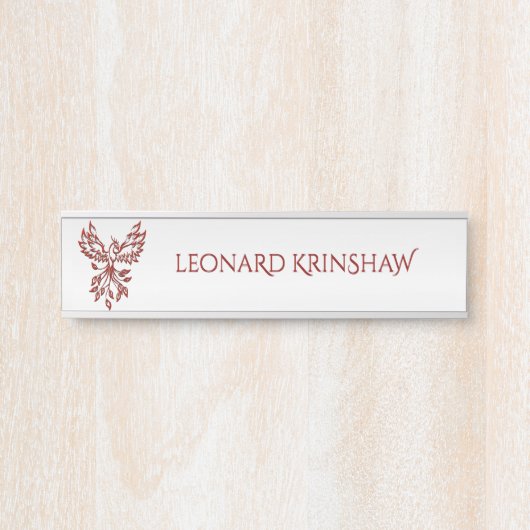 Red Phoenix Rises Silver Deurbordje (Voorkant)