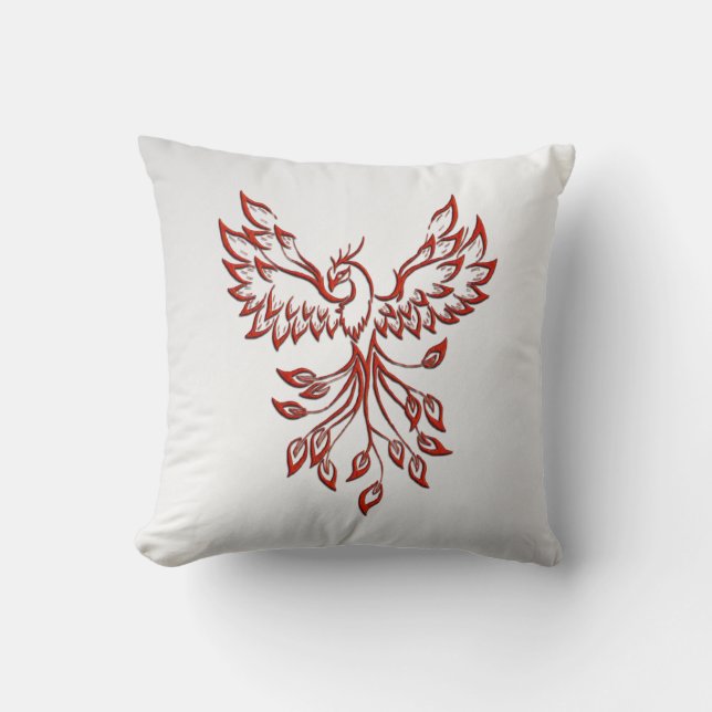 Red Phoenix Rises Silver Kussen (Voorkant)