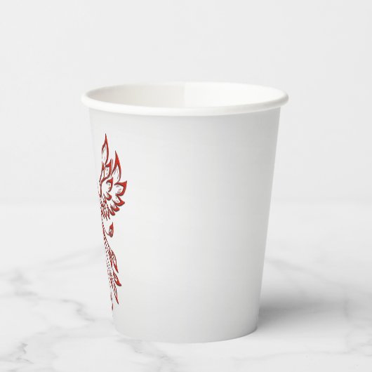 Red Phoenix Rises Silver Papieren Bekers (Links)