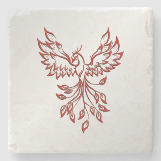 Red Phoenix Rises Silver Stenen Onderzetter (Voorkant)