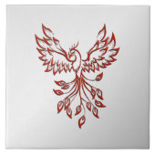 Red Phoenix Rises Silver Tegeltje (Voorkant)