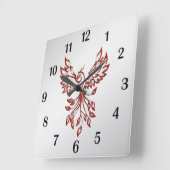 Red Phoenix Rises Silver Vierkante Klok (Hoek)